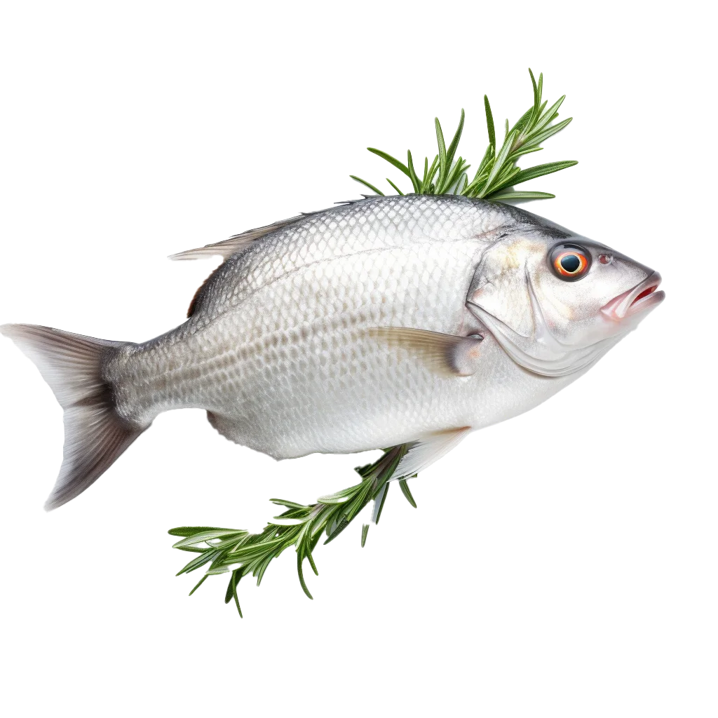 Whole Raw Sea Bream Fish With Fresh Herb Garnish Free PNG
