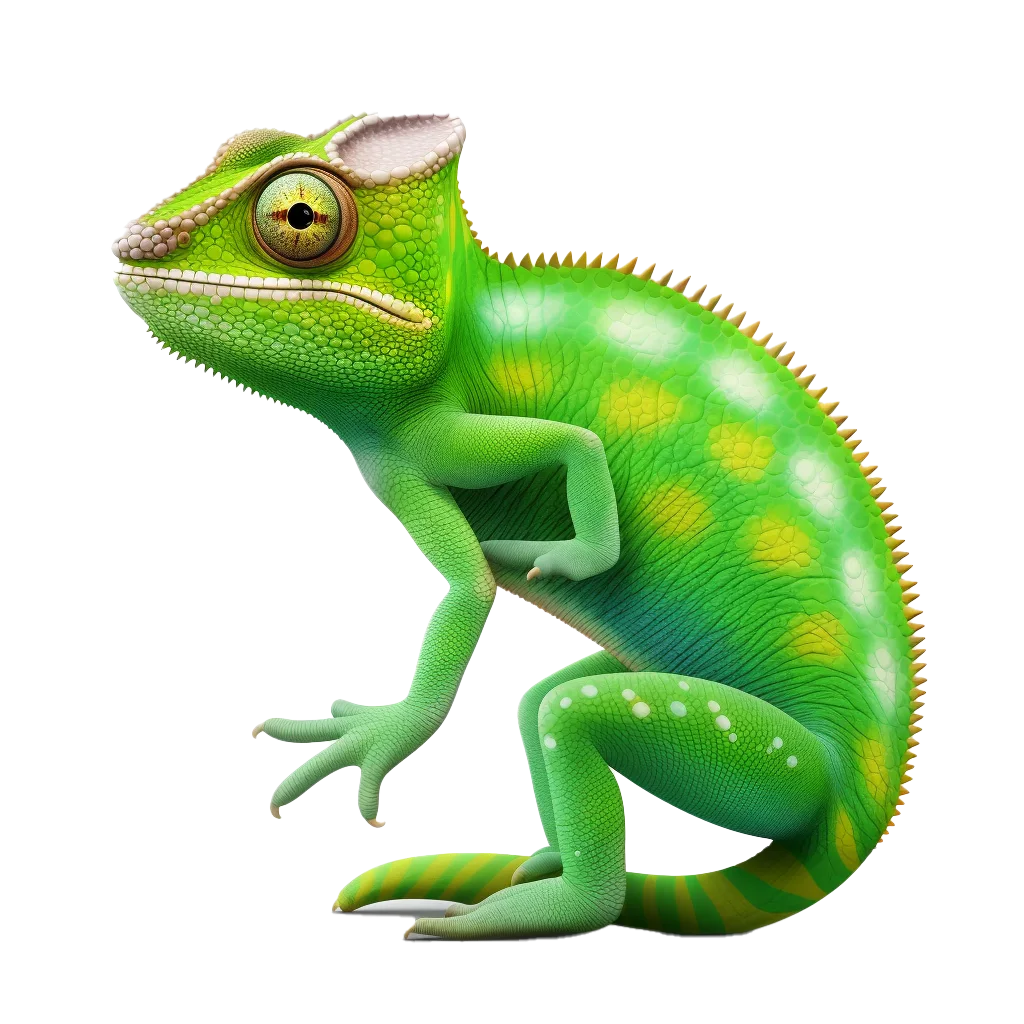 Bright Green Spotted Chameleon Lizard Cutout Free PNG