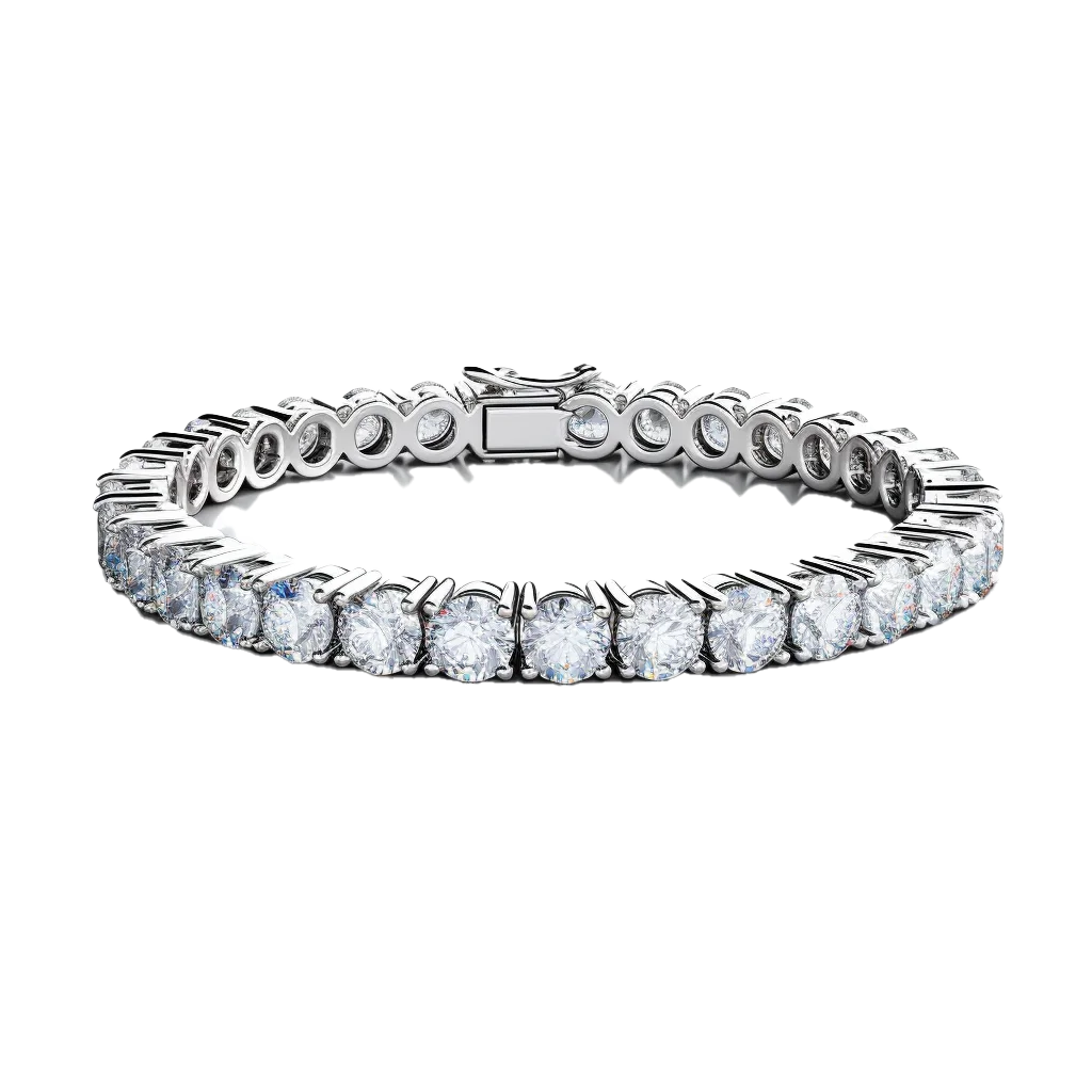 Classic Round Diamond Tennis Bracelet In Platinum Free PNG