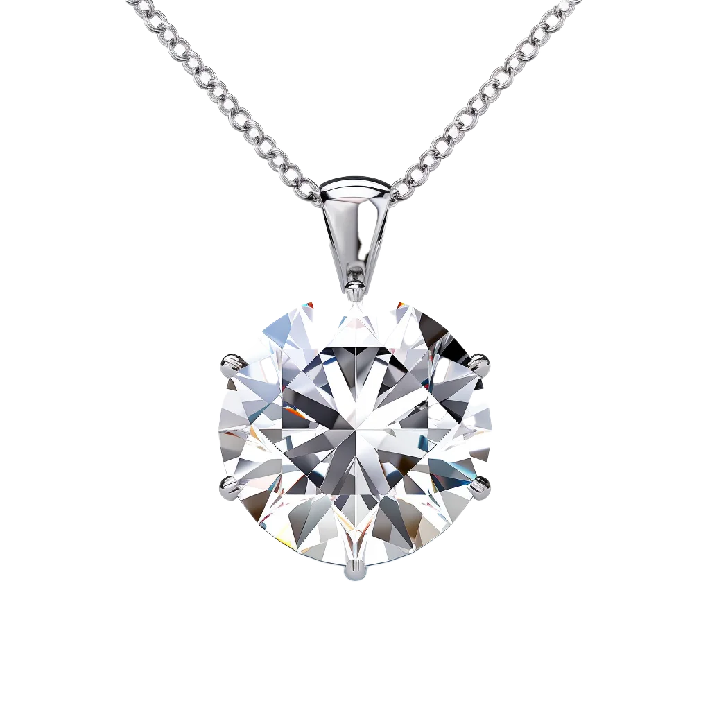 Round Solitaire Diamond Pendant Necklace In Silver Free PNG
