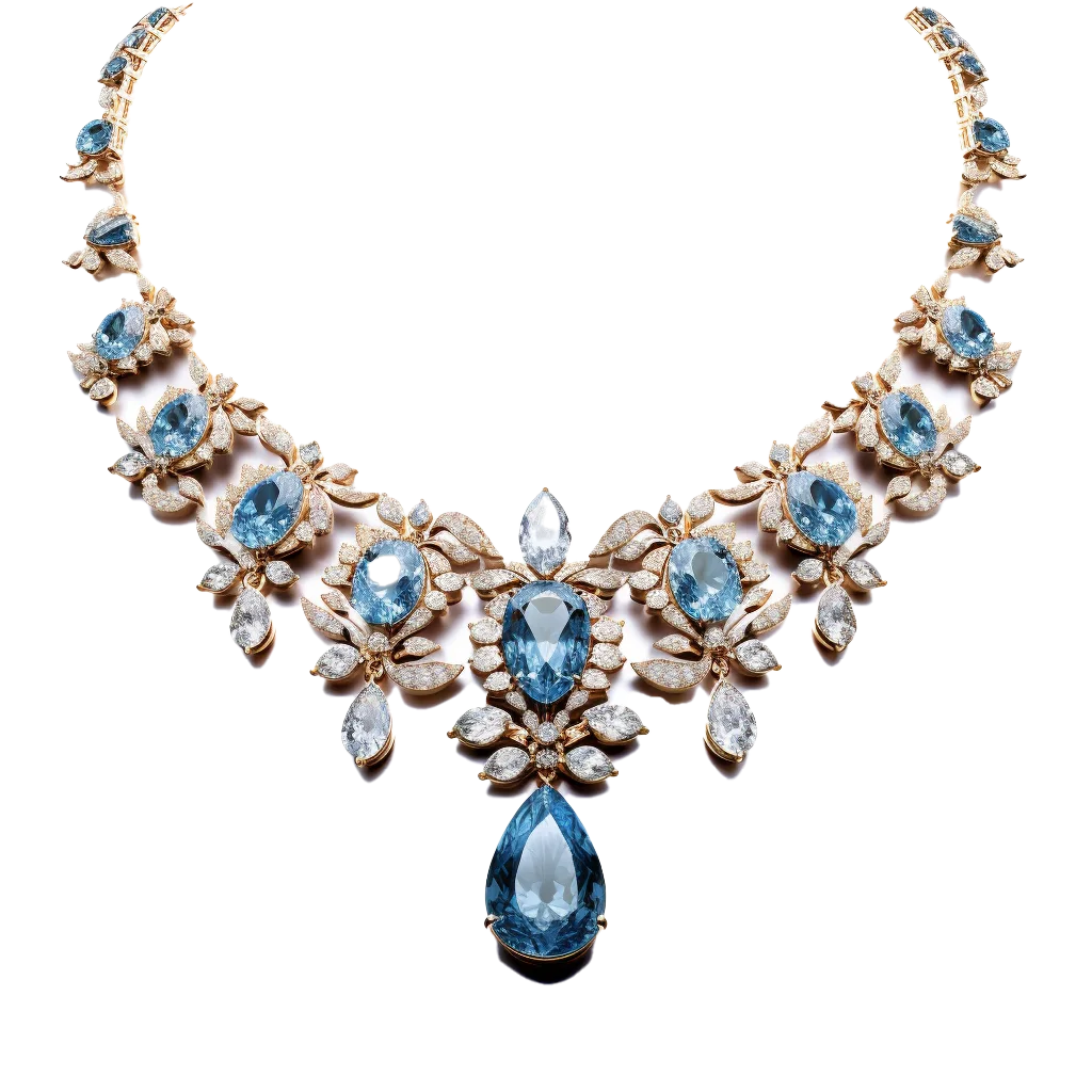 Luxury Blue Topaz Gemstone Bridal Collar Necklace Free PNG