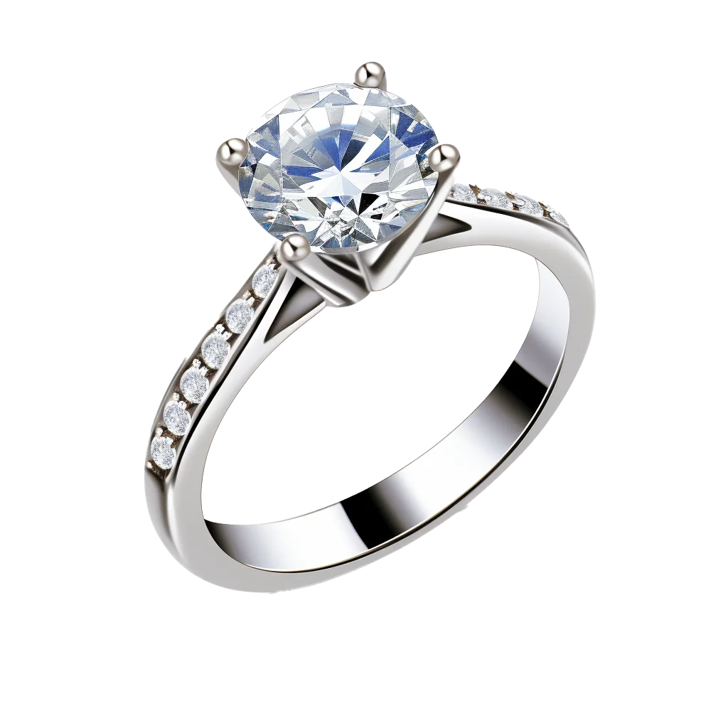 Cathedral Diamond Engagement Ring In White Gold Free PNG