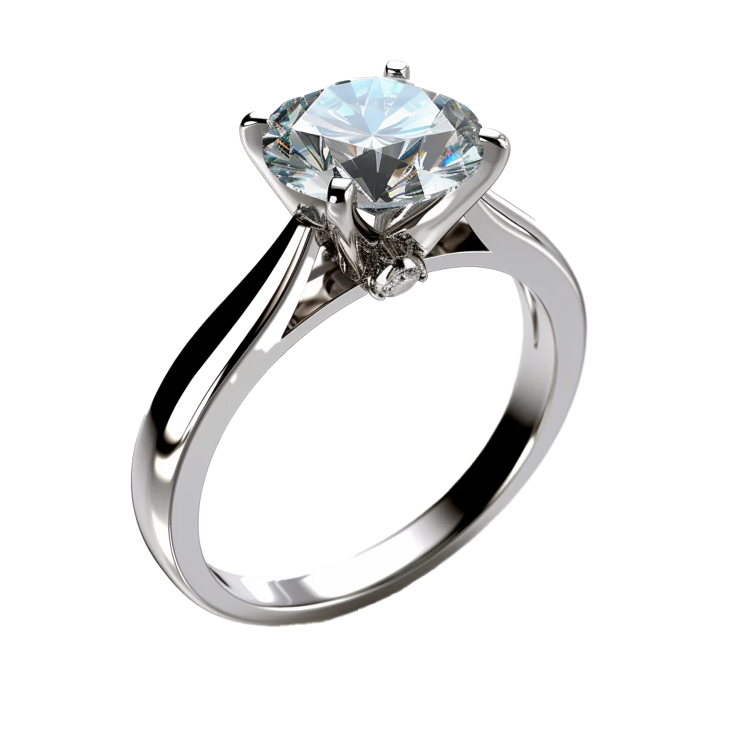 Classic Four Prong Solitaire Diamond Platinum Ring Free PNG