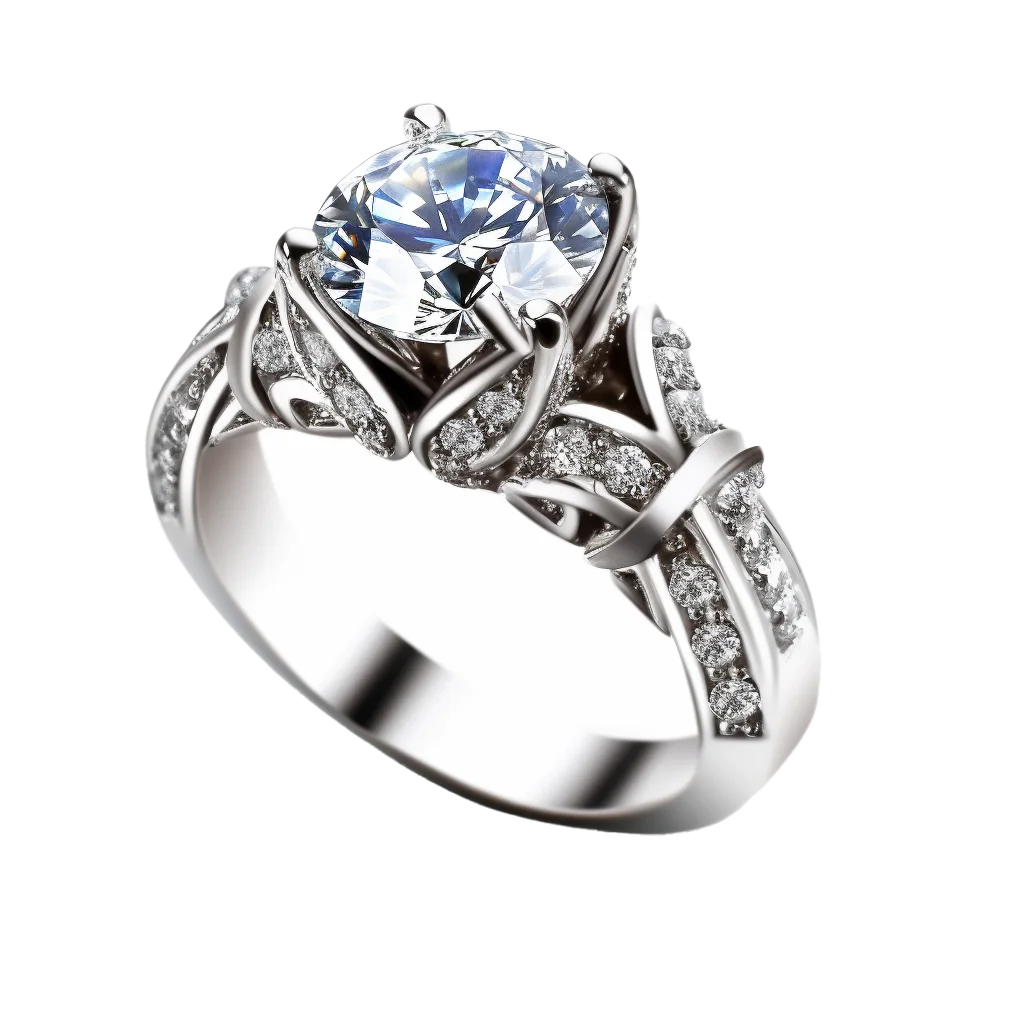 Vintage Filigree Cathedral Diamond Engagement Ring Free PNG