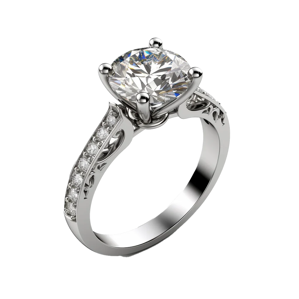 Cushion Cut Diamond Solitaire Platinum Ring Free PNG