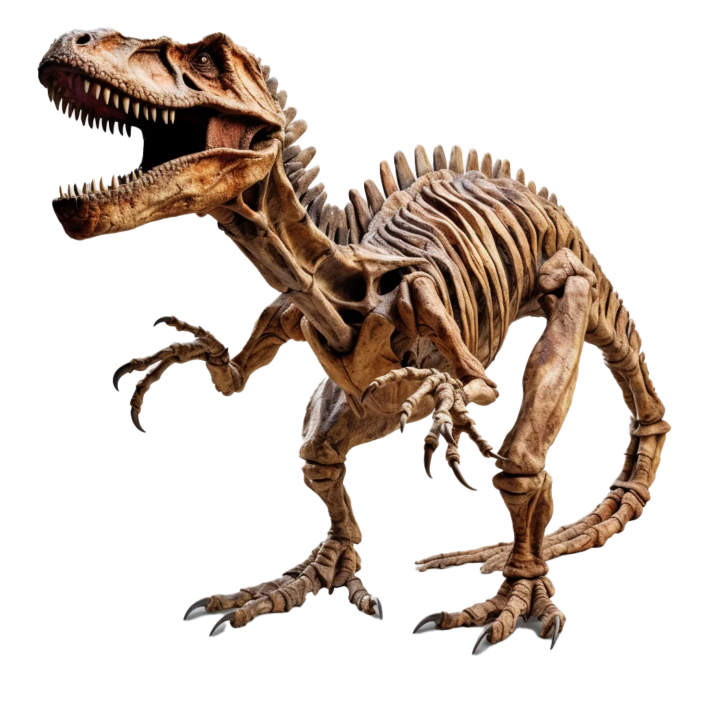 Walking Velociraptor Dinosaur Skeleton Fossil Art Free PNG