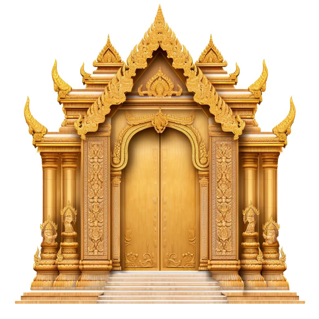 Golden Thai Temple Entrance Shrine Gateway Cutout Free PNG