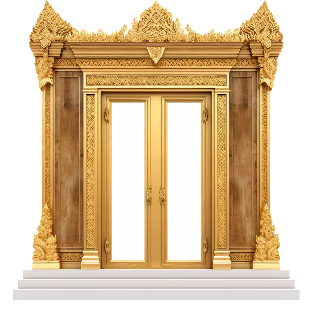 Carved Golden Temple Entrance Gate Portal Cutout Free PNG