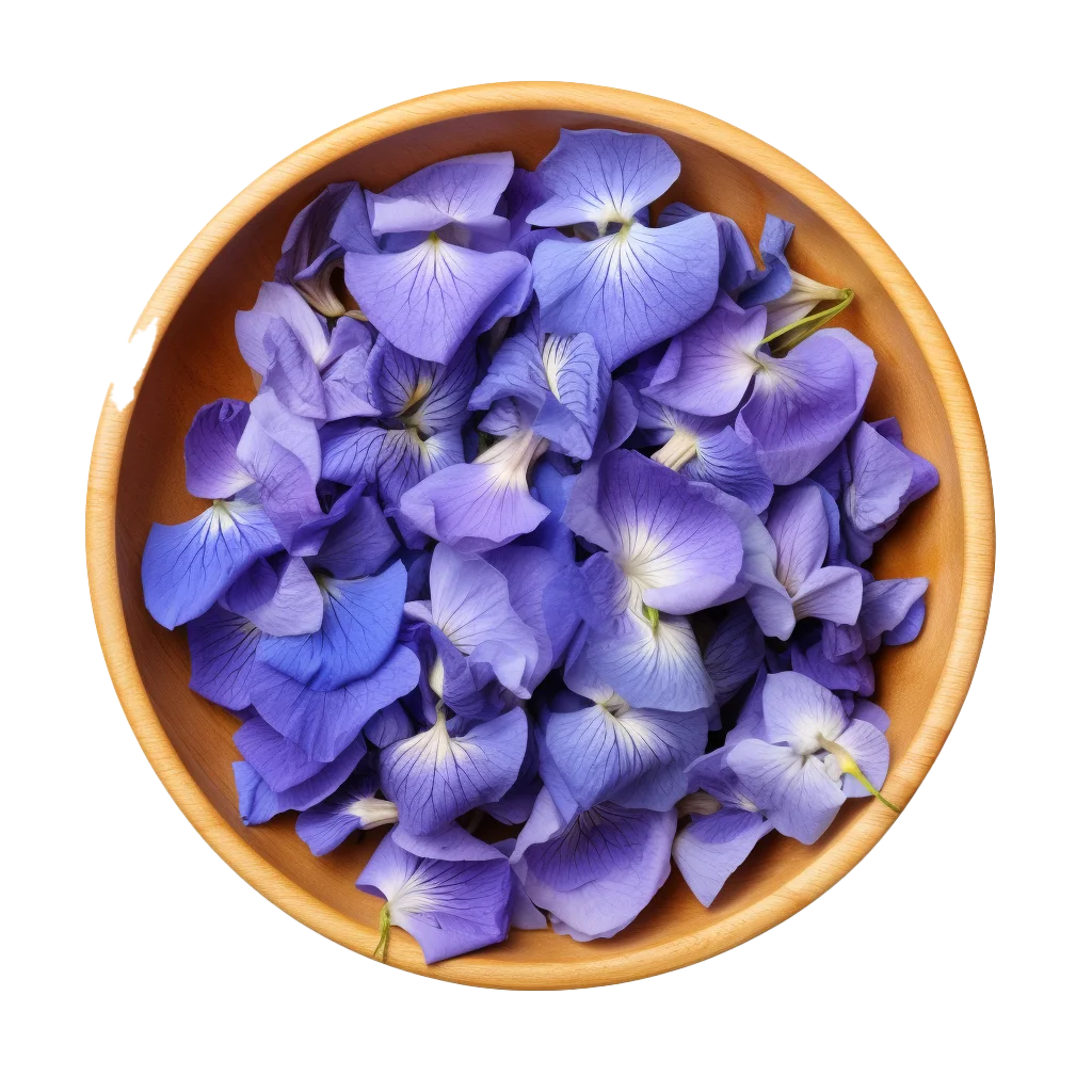 Purple Flower Petals In Natural Wooden Bowl Free PNG