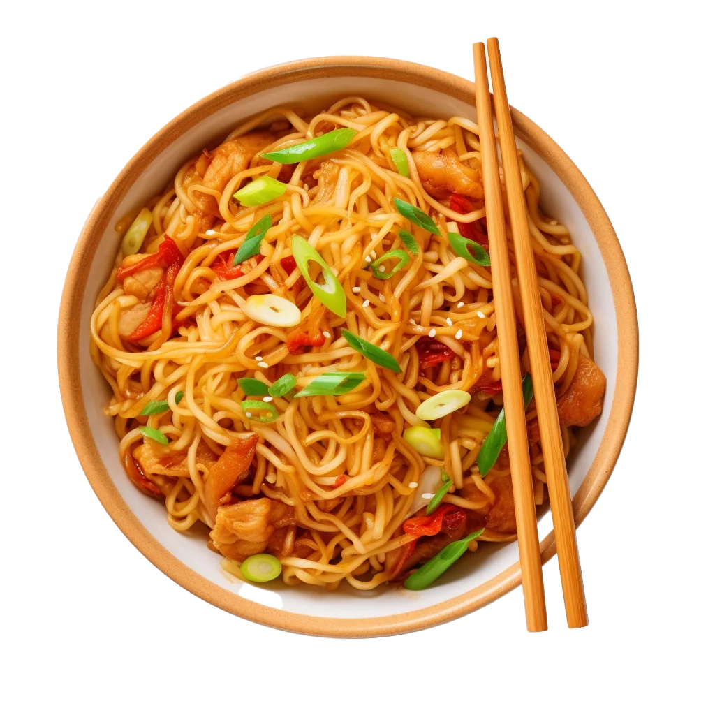 Asian Stir Fry Noodles With Vegetables And Chopsticks Free PNG