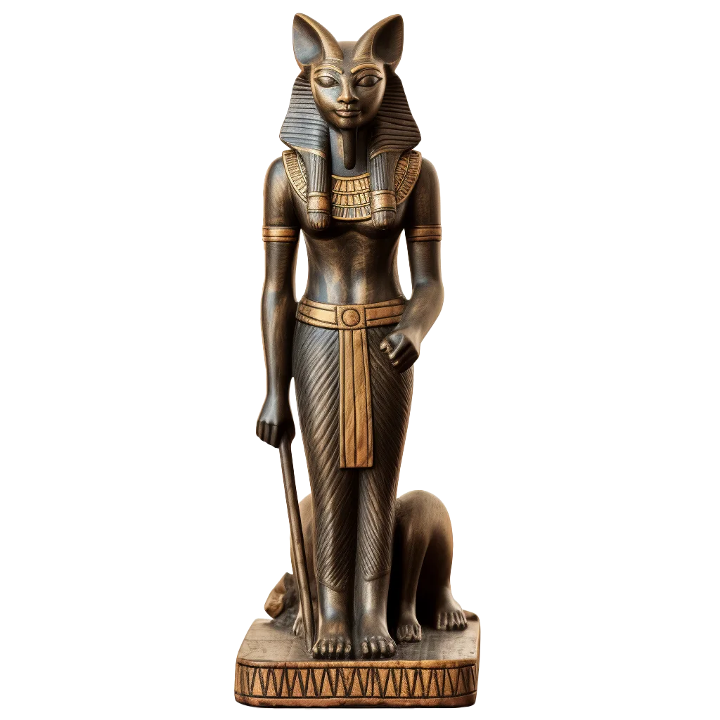Ancient Egyptian God Anubis Standing Bronze Statue Free PNG