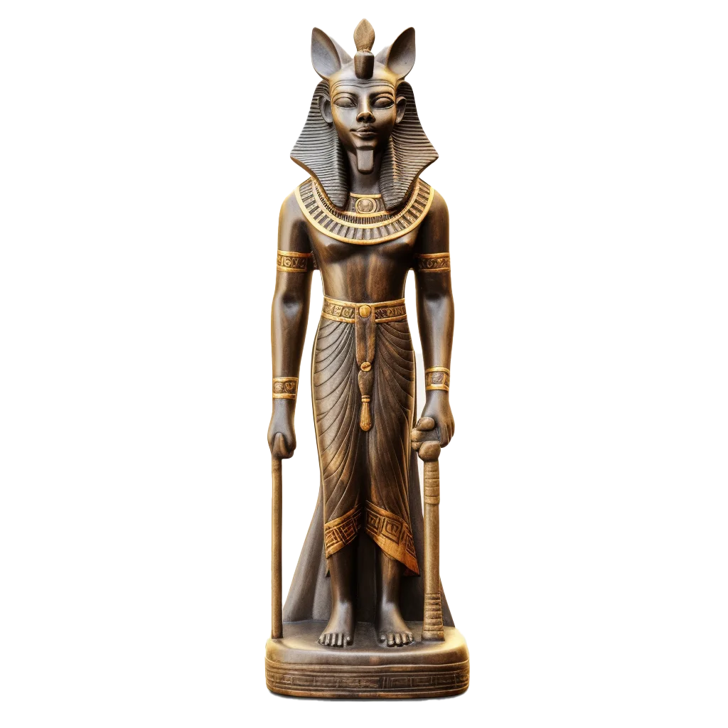 Standing Egyptian Deity Statue Ancient Bronze Idol Free PNG