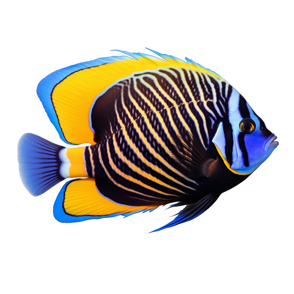 Emperor Angelfish Blue Yellow Tropical Marine Cutout Free PNG
