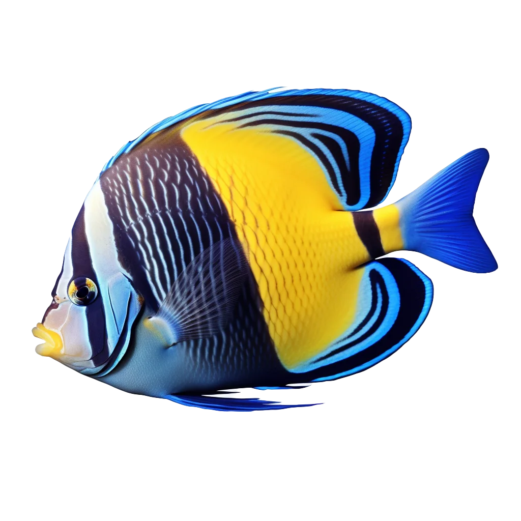 Yellow And Blue Striped Angelfish Aquarium Cutout Free PNG