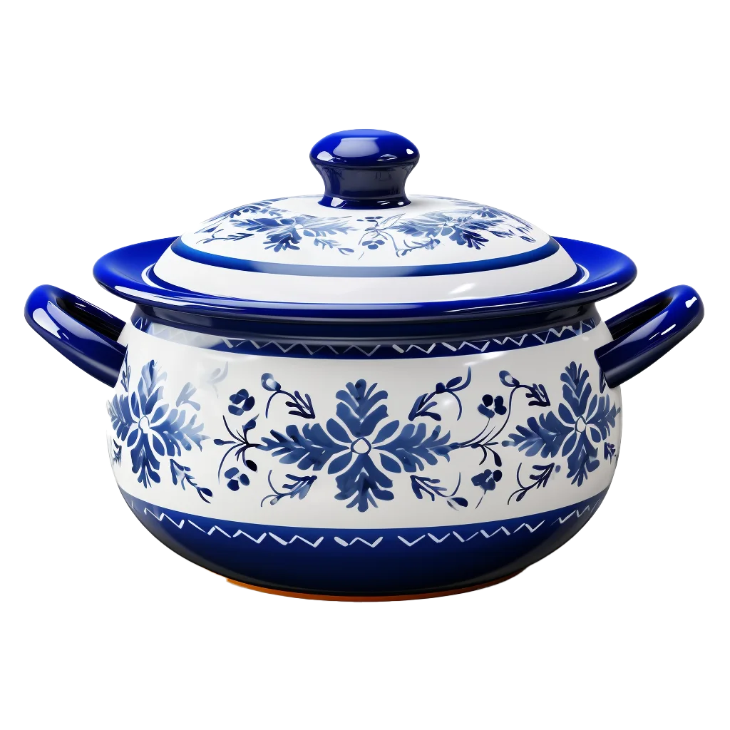 Vintage Blue And White Ceramic Soup Tureen Free PNG