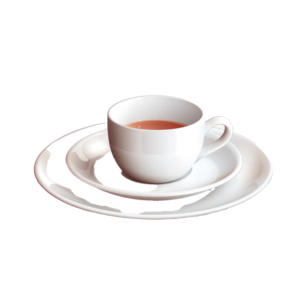 Hot Black Tea In White Porcelain Cup And Saucer Free PNG