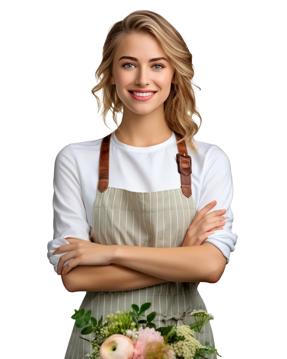 Smiling Female Chef Waitress In Apron Cutout Free PNG