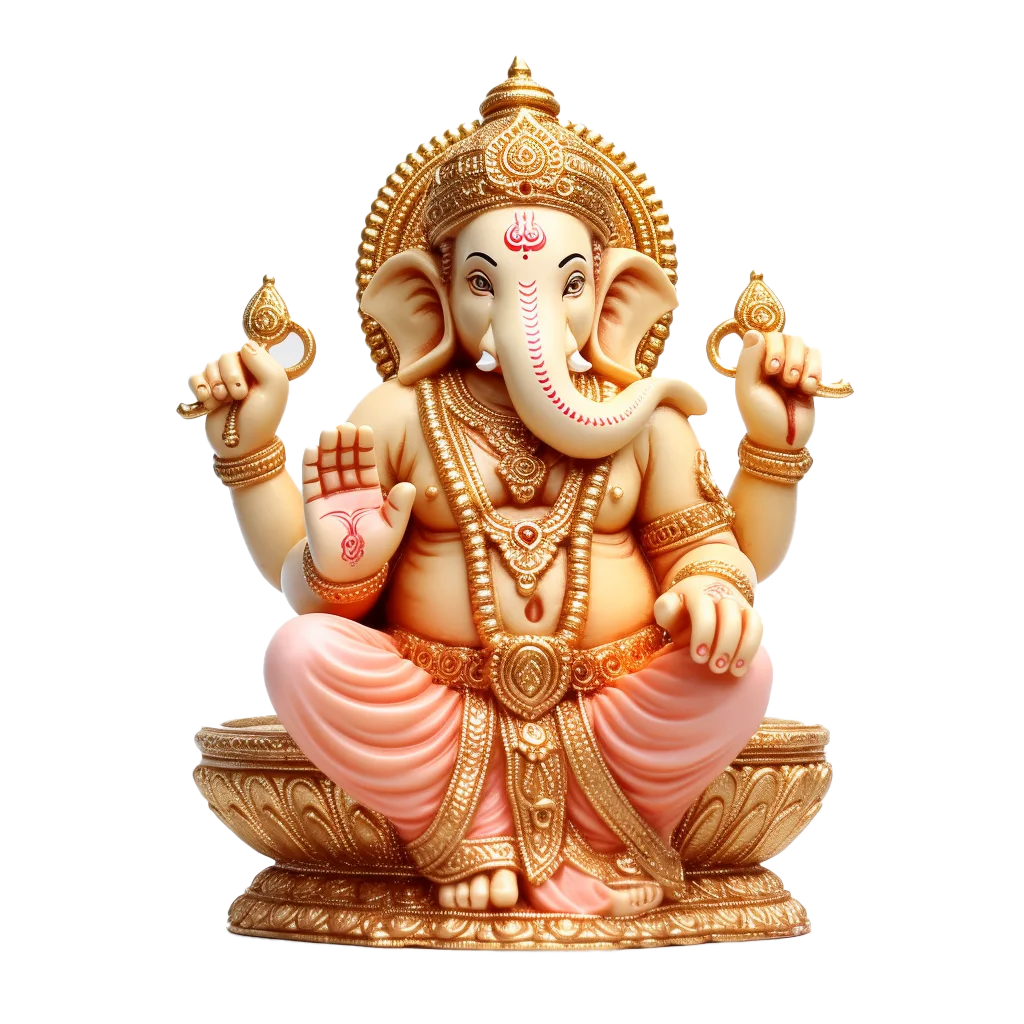 Colorful Seated Lord Ganesha Idol Hindu God Statue Free PNG