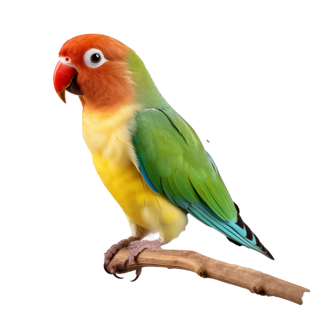 Colorful Fischer Lovebird Parrot Perched On Branch Free PNG
