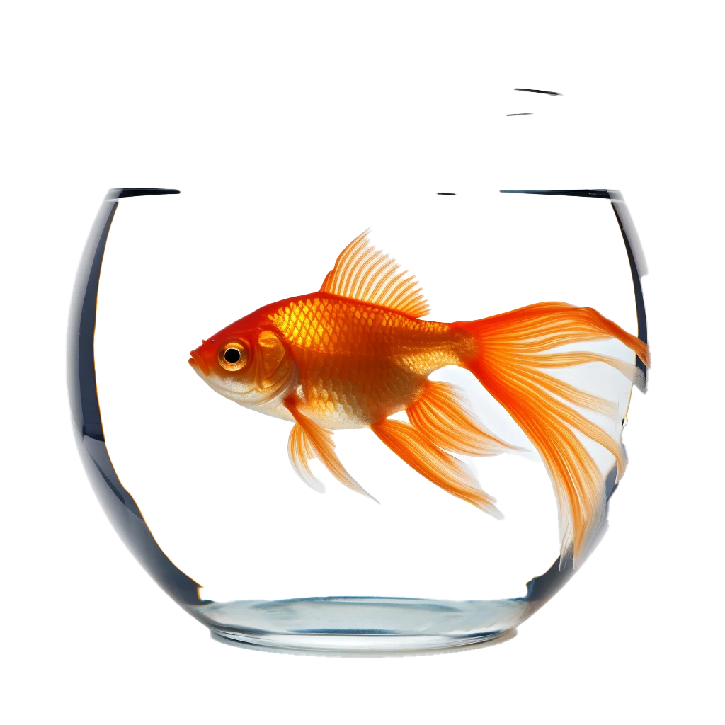 Swimming Fancy Goldfish Inside Glass Fish Bowl Free PNG