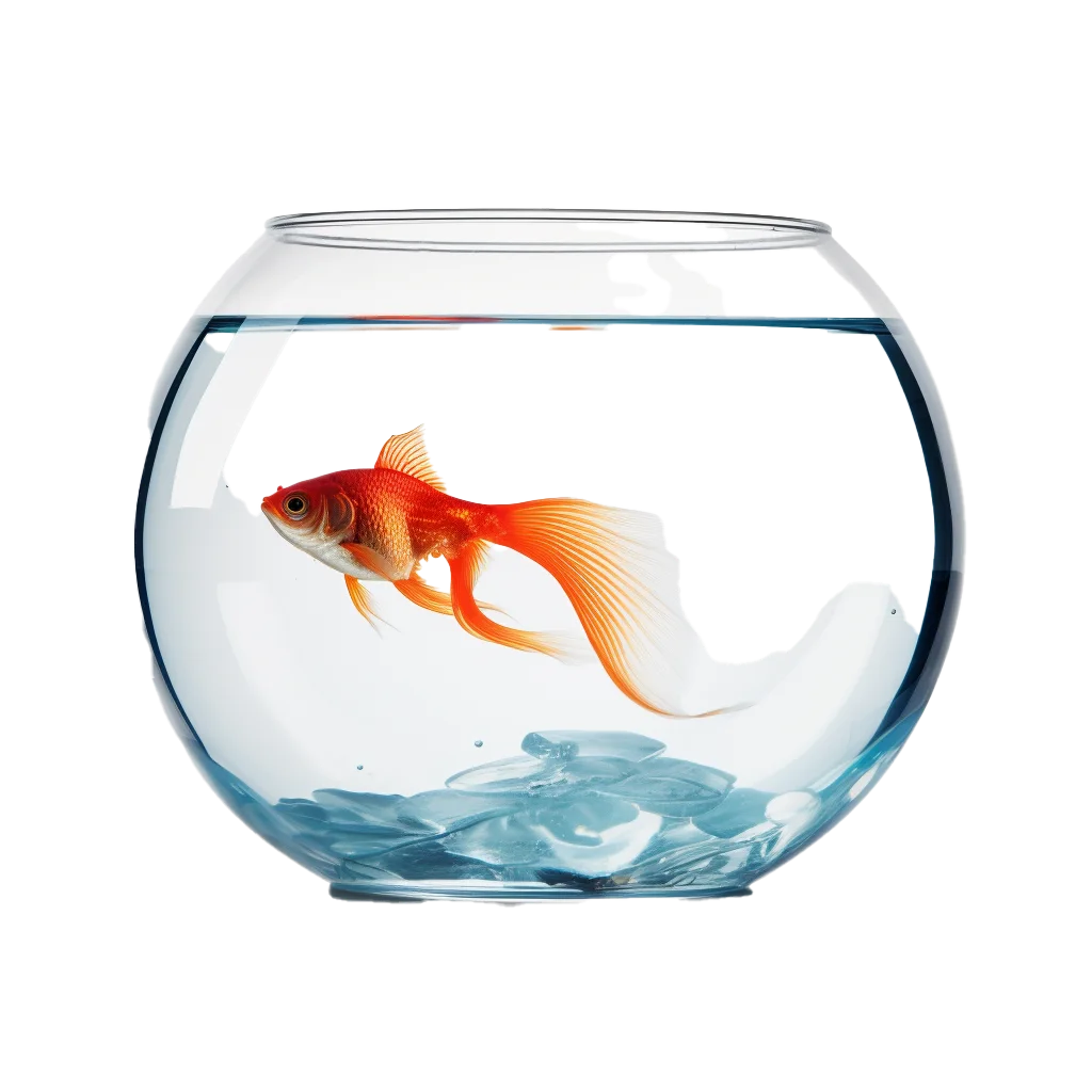 Goldfish Swimming In Round Glass Fishbowl Free PNG