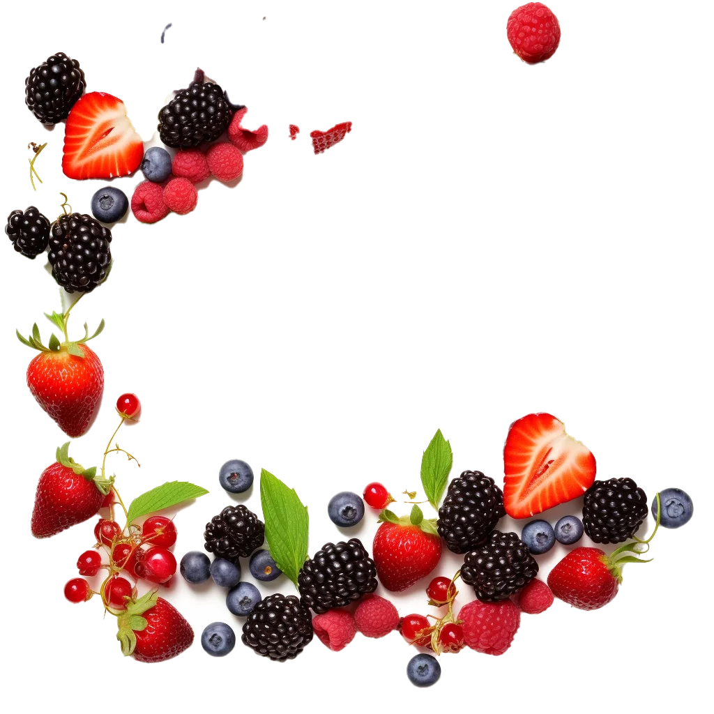Floating Fresh Berries Corner Border Frame Free PNG
