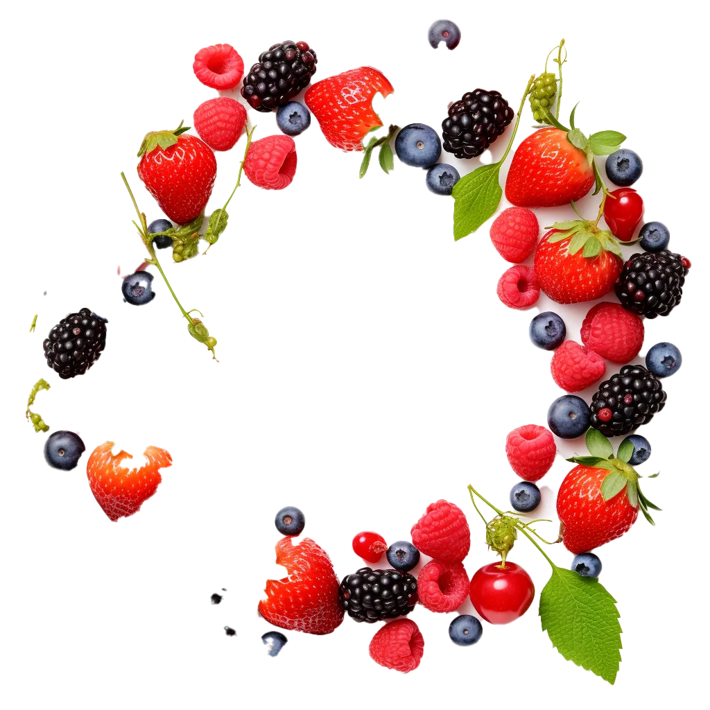 Round Fresh Mixed Berry Wreath Fruit Border Free PNG