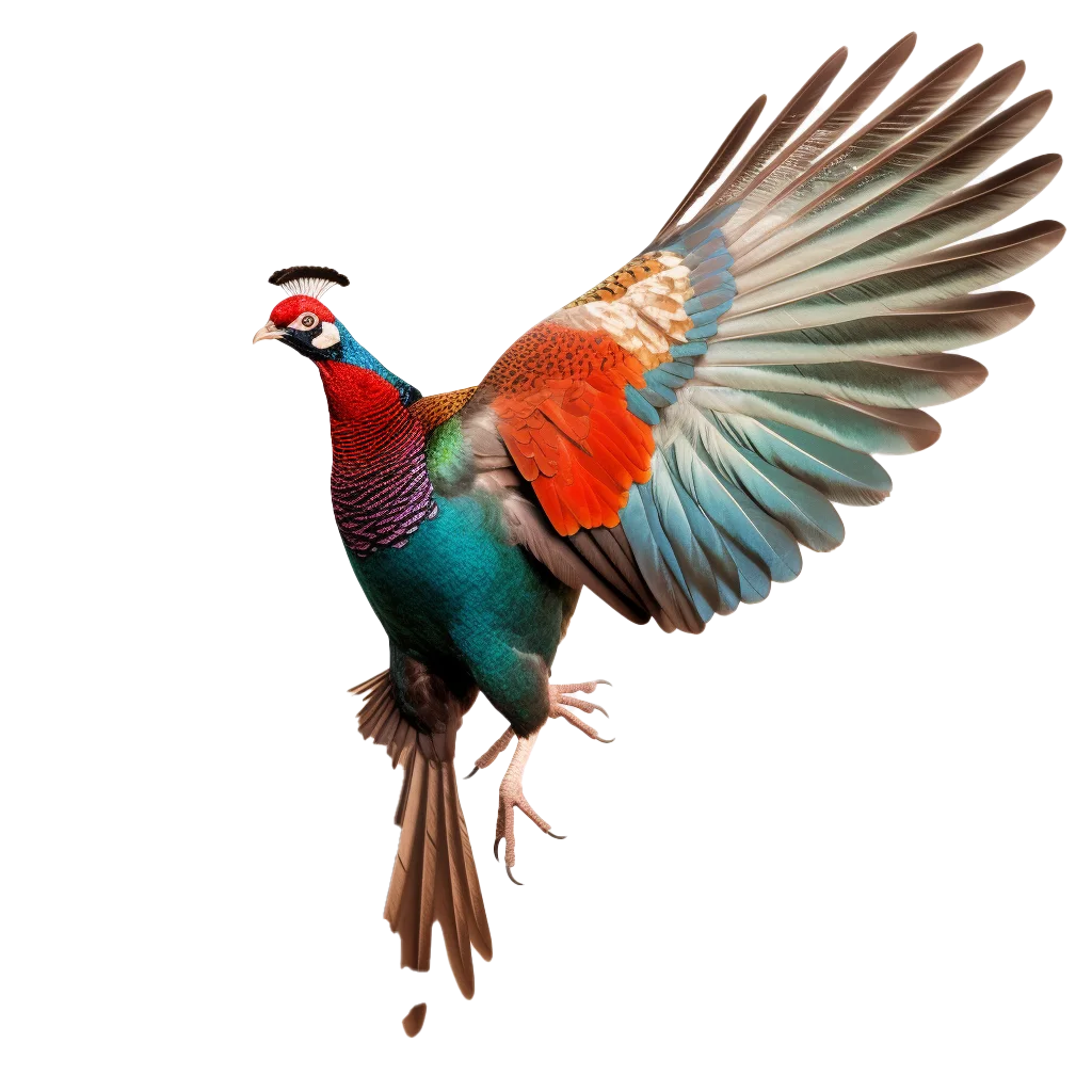 Ring Necked Pheasant Flying Game Bird Cutout Free PNG