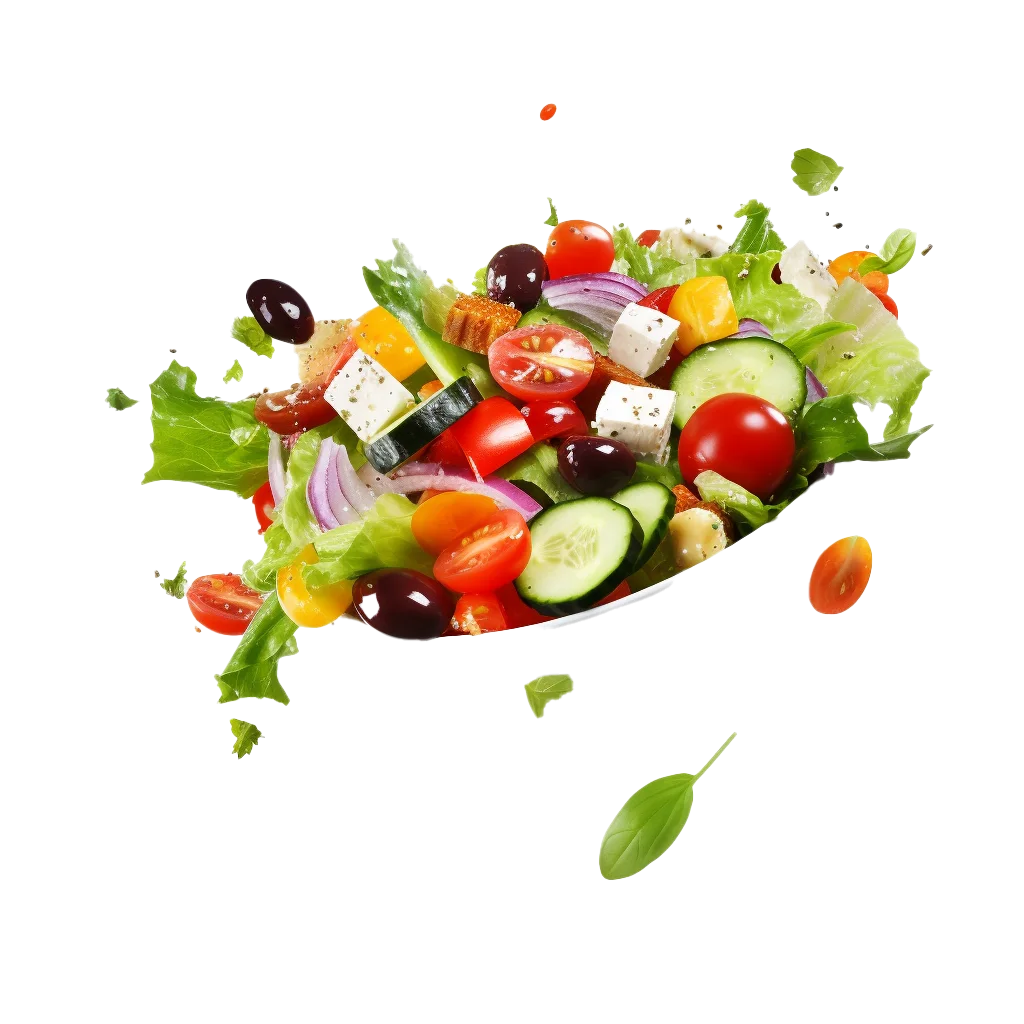Flying Greek Salad Plate Splash Food Cutout Free PNG
