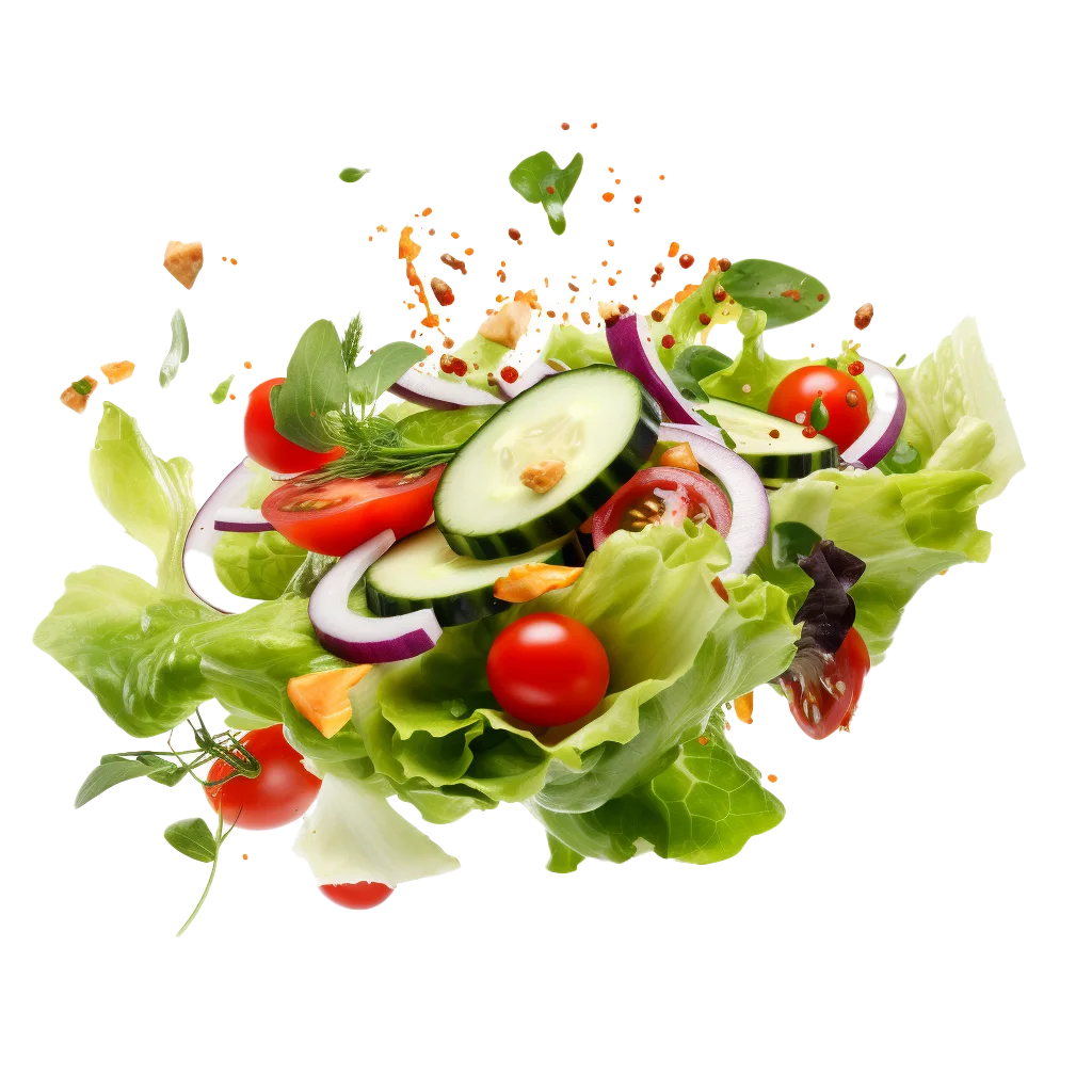 Flying Fresh Garden Salad Splash Food Cutout Free PNG
