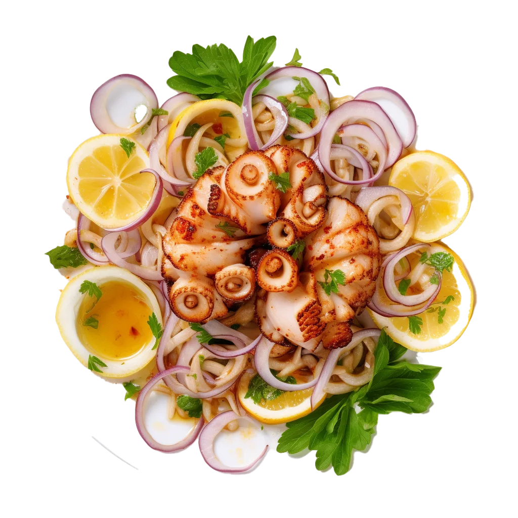 Grilled Octopus Seafood Salad Platter Cutout Free PNG
