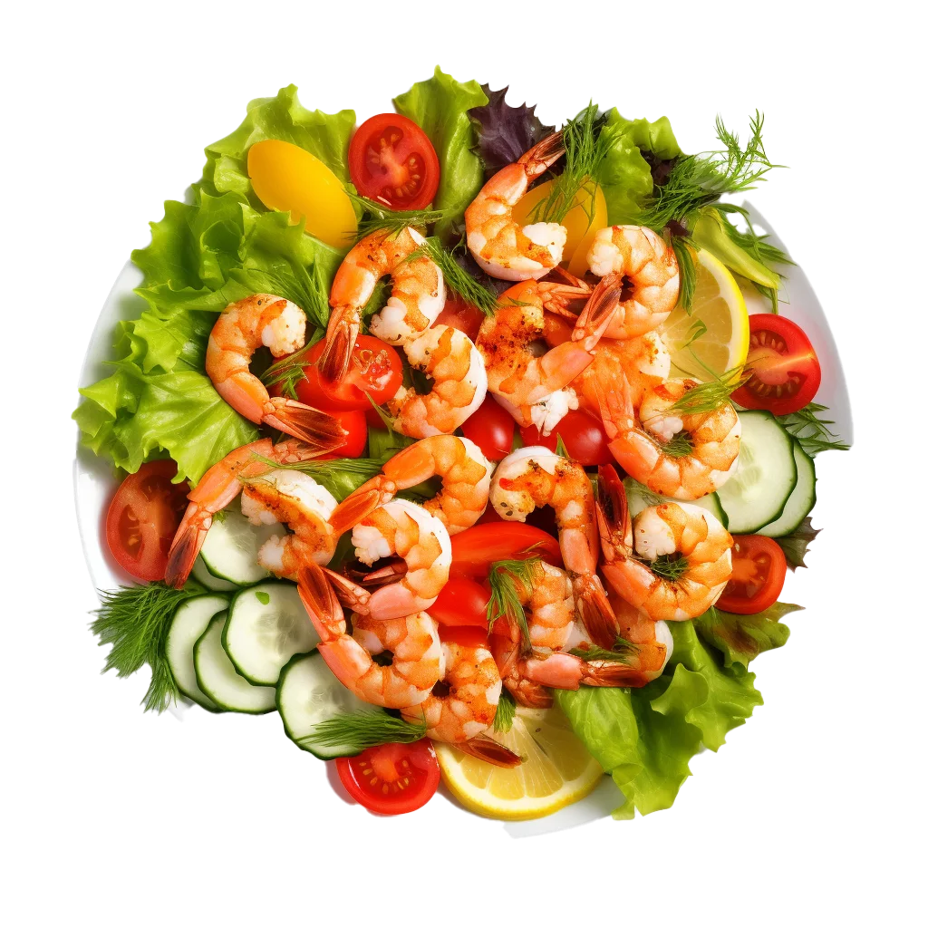 Grilled Shrimp Garden Salad Platter Meal Cutout Free PNG
