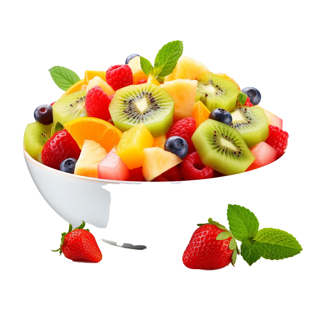 Ceramic Bowl Of Fresh Sliced Tropical Fruits Free PNG