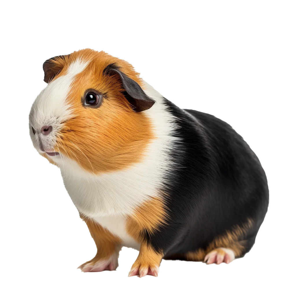 Tricolor Pet Guinea Pig Standing Profile Cutout Free PNG