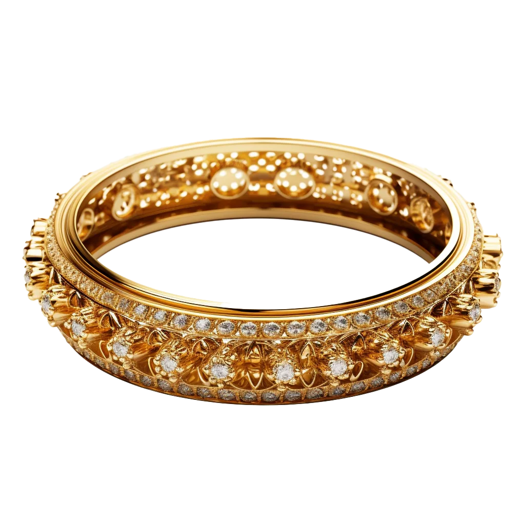 Traditional Beaded Indian Gold Bridal Bangle Bracelet Free PNG