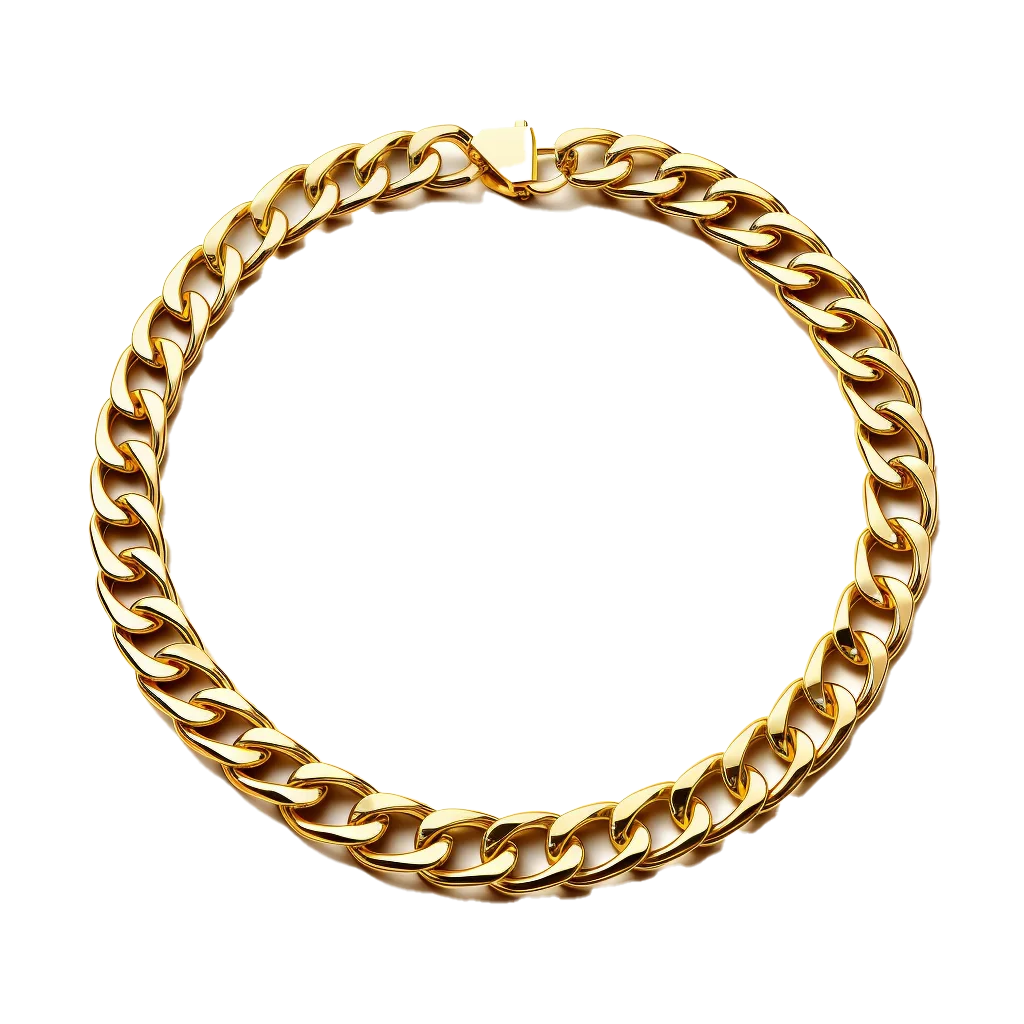 Circular Polished Yellow Gold Curb Chain Loop Cutout Free PNG