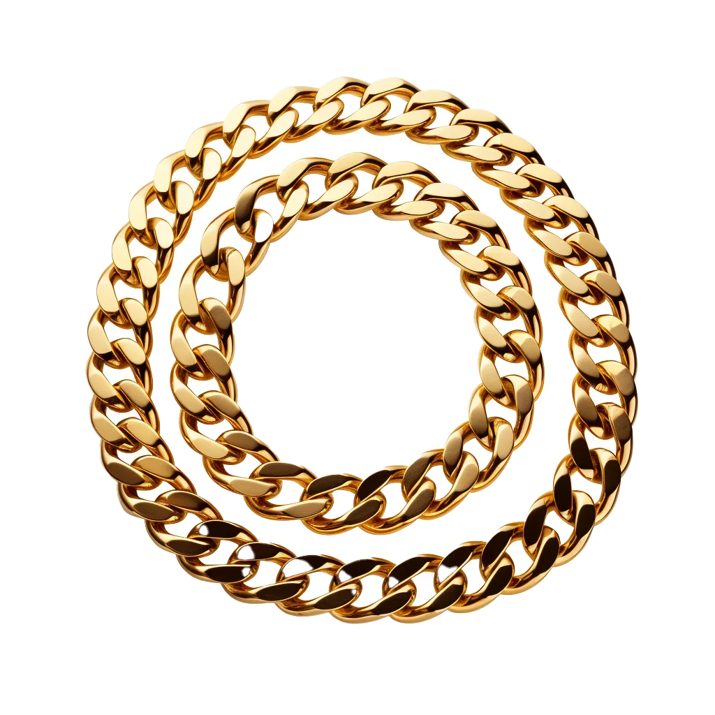 Double Coiled Yellow Gold Cuban Curb Link Chain Free PNG