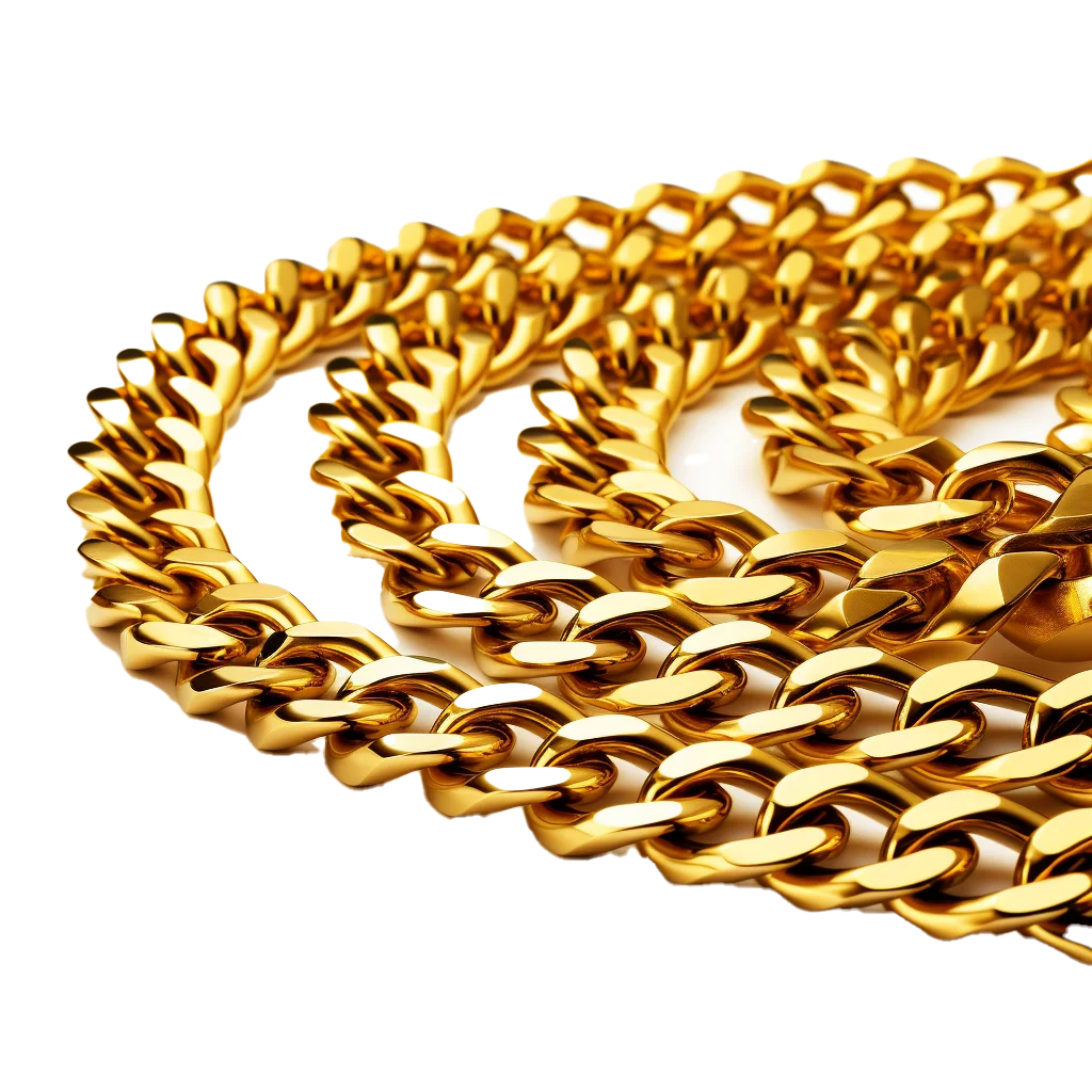 Stacked Heavy Gold Cuban Curb Link Chains Jewelry Free PNG