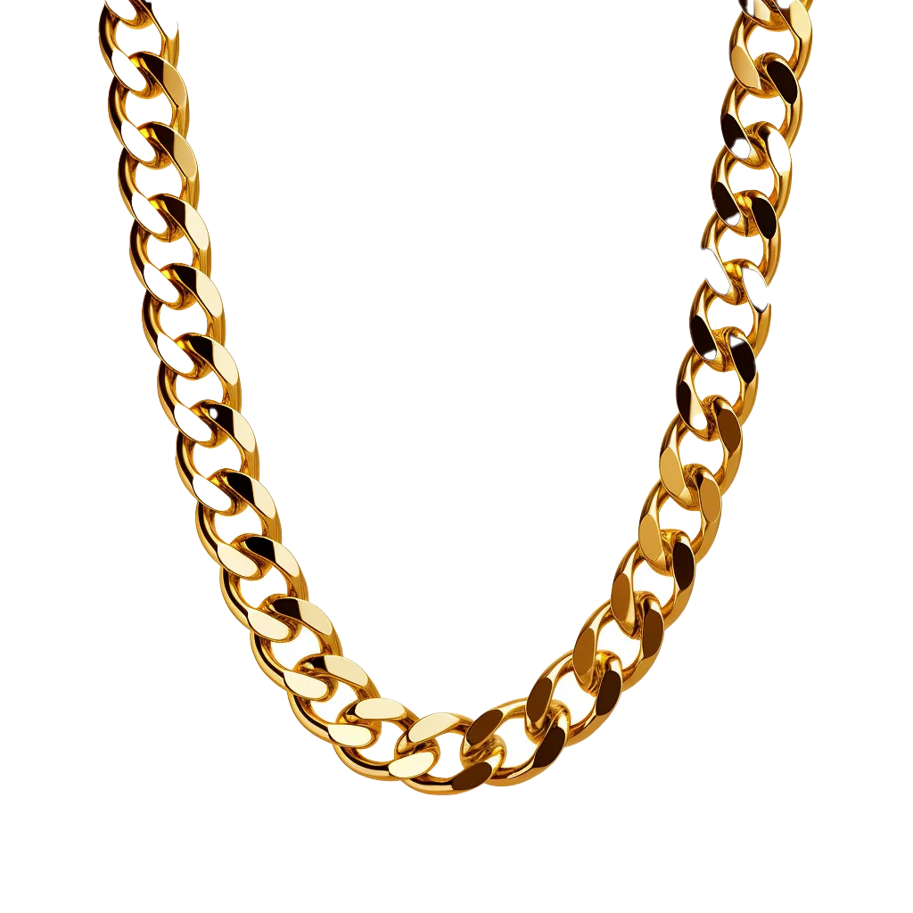Thick Polished Yellow Gold Cuban Curb Chain Necklace Free PNG