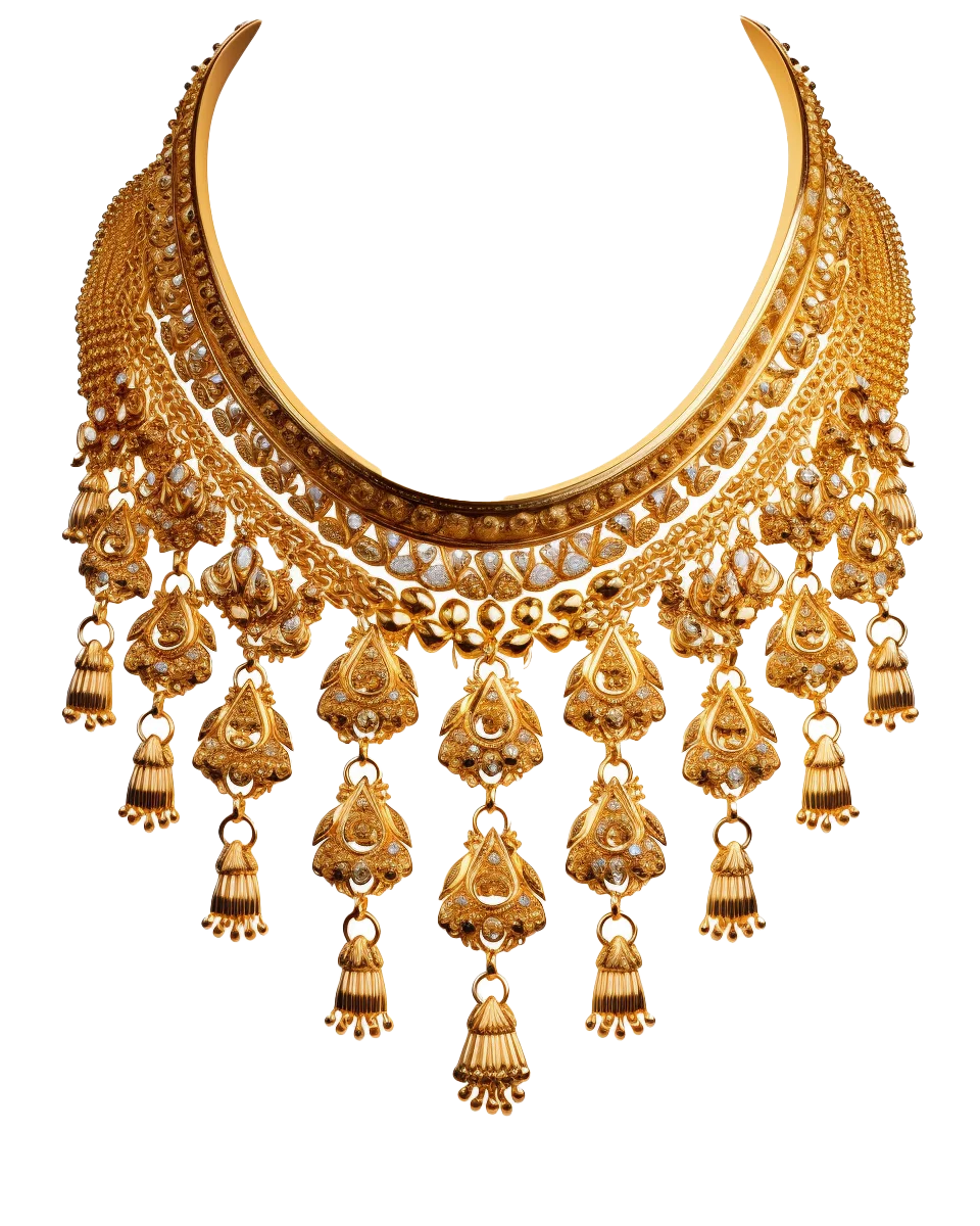 Traditional Indian Bridal Gold Choker Necklace Free PNG