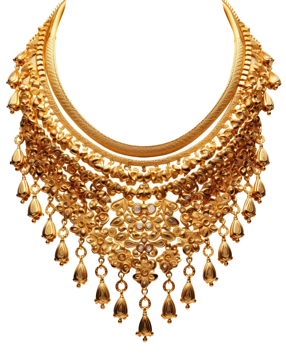 Traditional Indian Bridal Gold Choker Necklace Free PNG