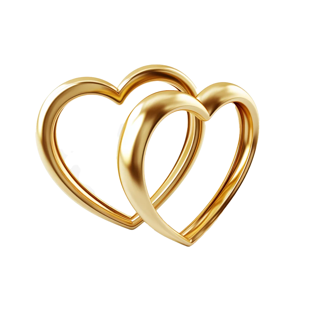 Interlocking Gold Wire Hearts Valentine Charm Free PNG
