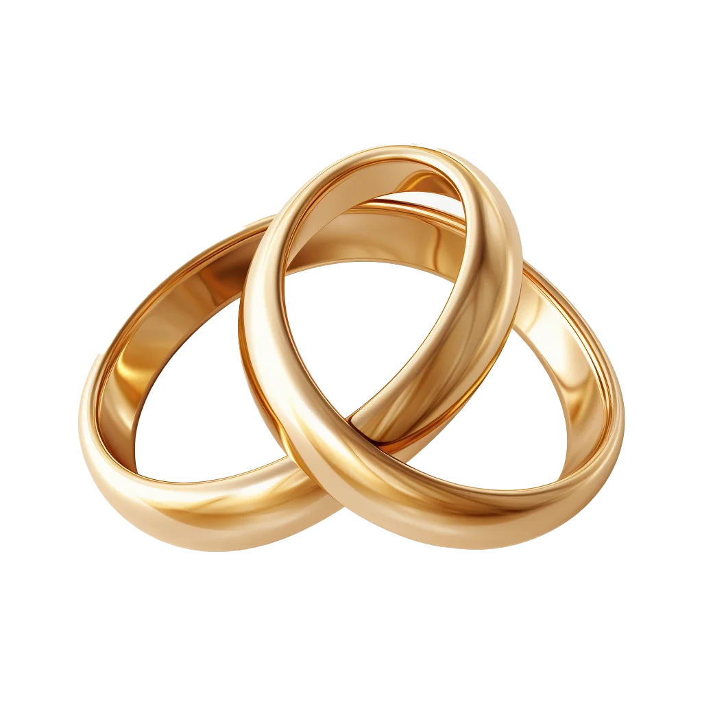 Pair Of Interlocking Gold Wedding Bands Rings Free PNG