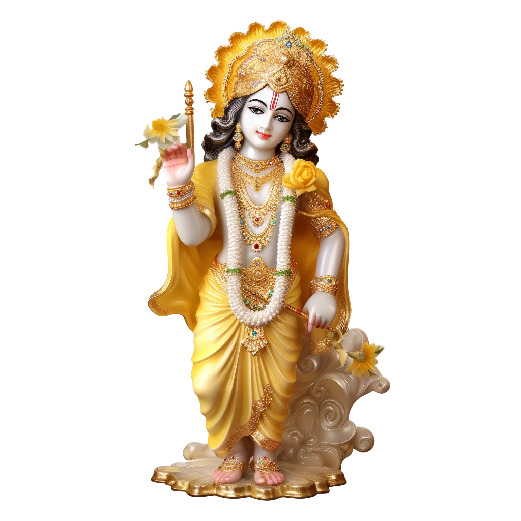 Carved Golden Lord Rama Statue Standing Idol Free PNG