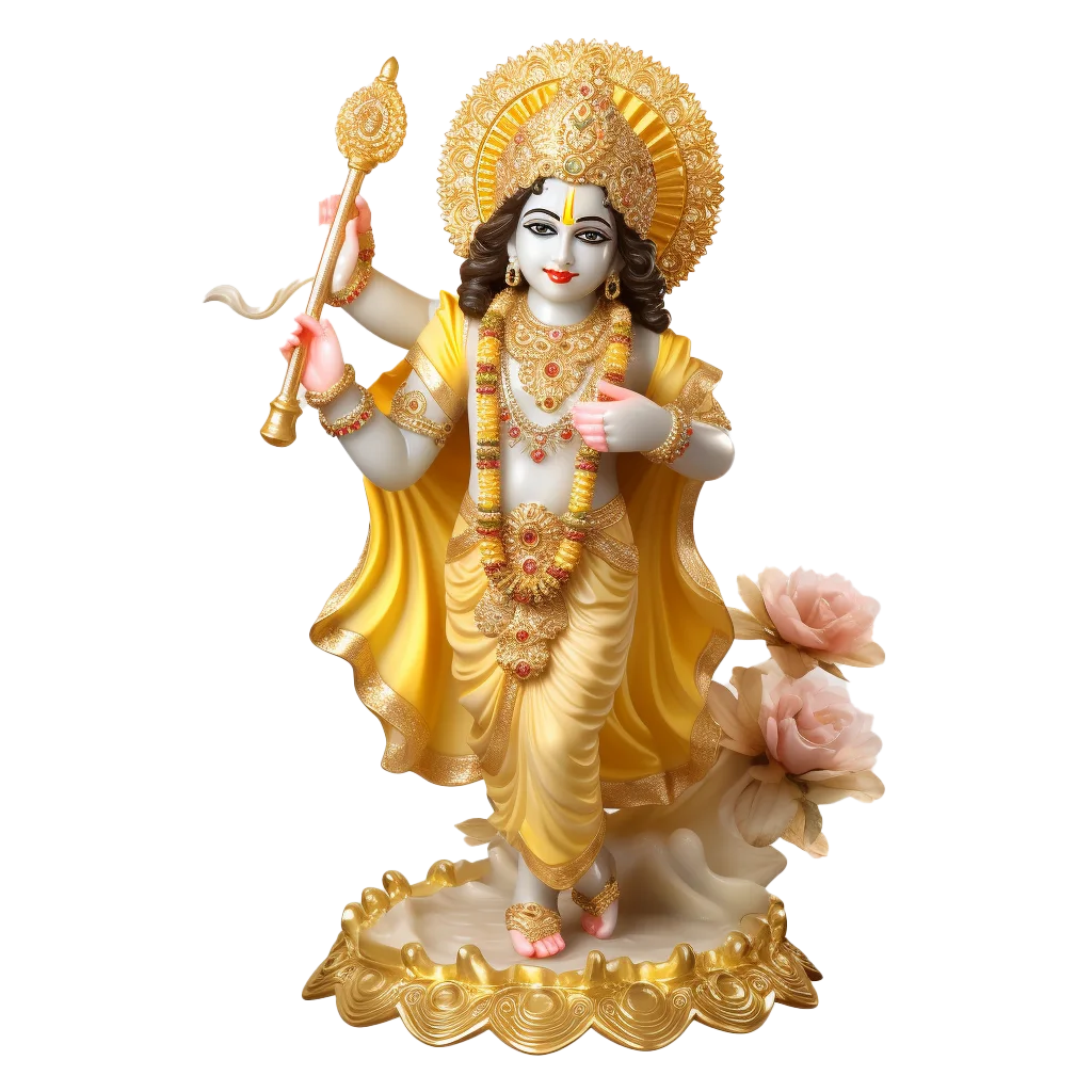 Golden Lord Rama Holding Bow Religious Statue Free PNG