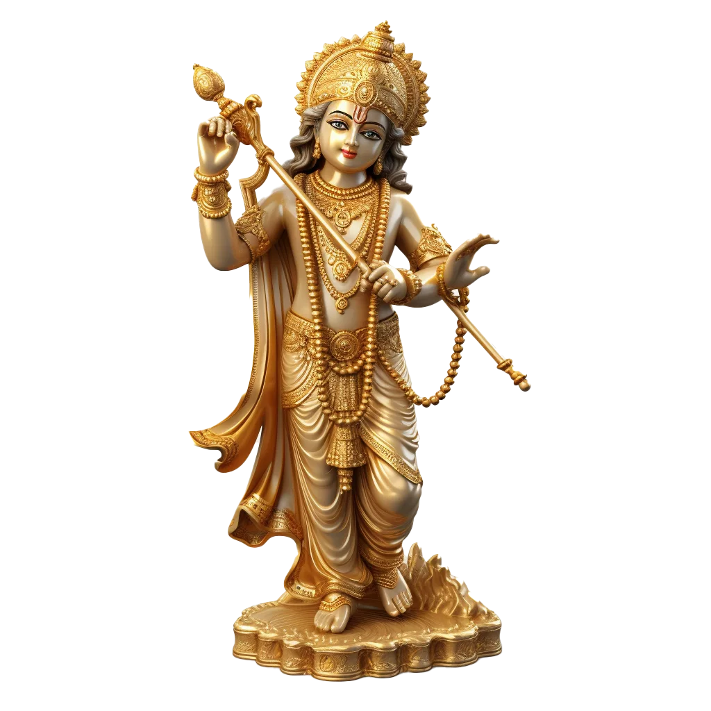 Standing Lord Krishna Playing Flute Bronze Free PNG