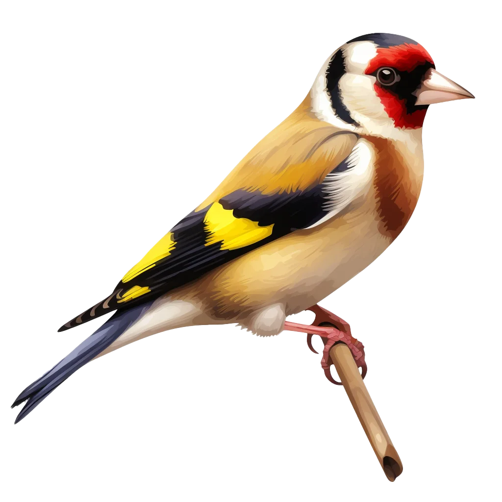 European Goldfinch Bird Perched On Twig Free PNG