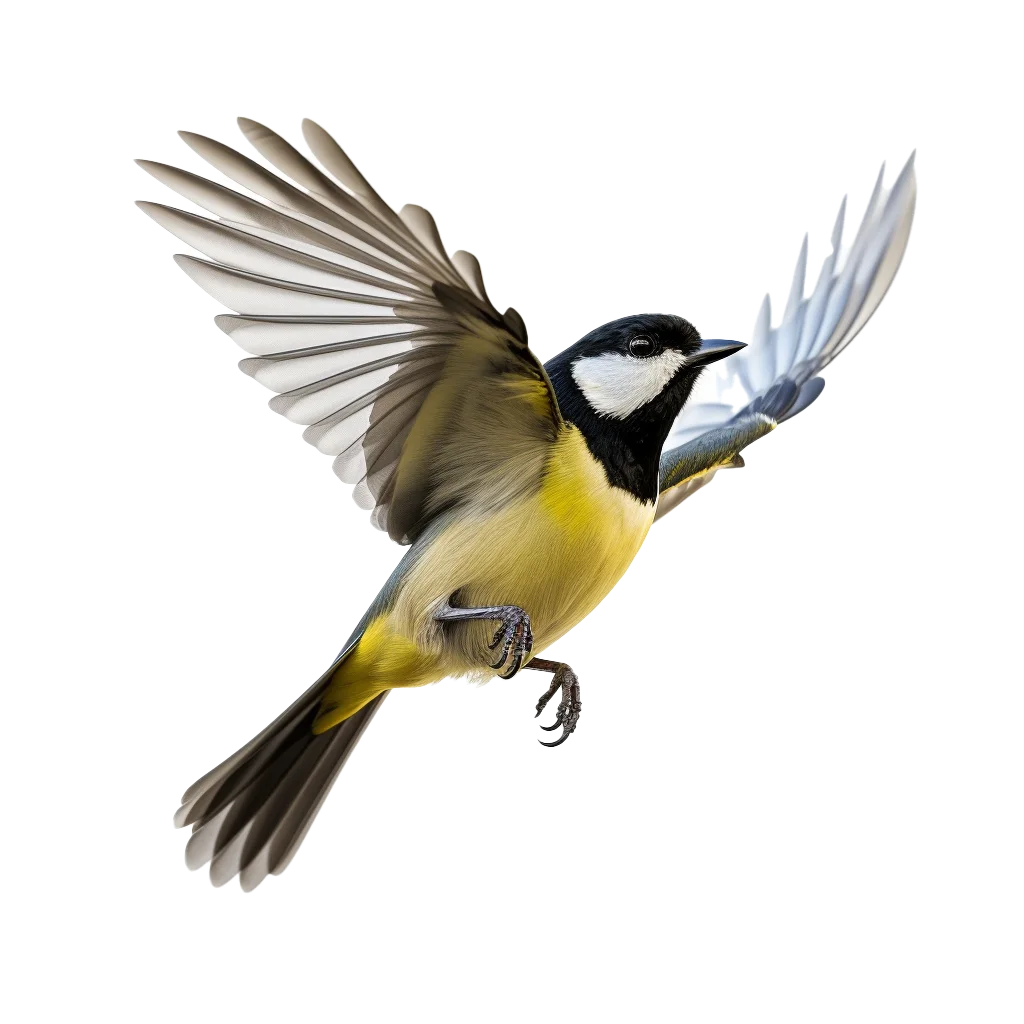 Great Tit Songbird Flying With Spread Wings Avian Free PNG
