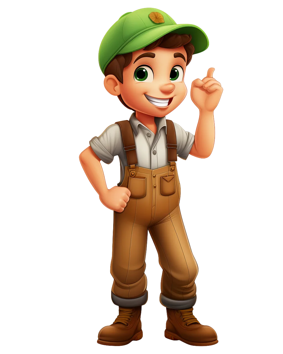 Cute Cartoon Farmer Boy In Overalls Character Free PNG