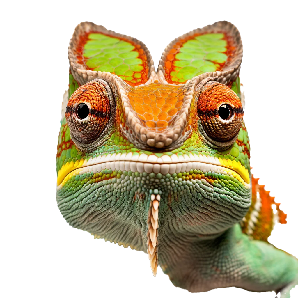 Vibrant Panther Chameleon Face Macro Reptile Free PNG